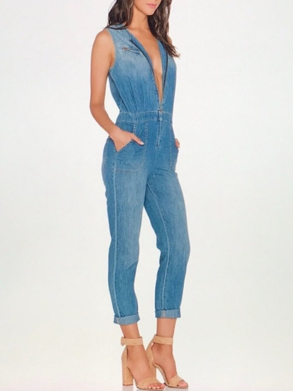 Current Elliott Jumpsuit Size XS Blue Chambray Denim Flight Suit Barn Ranch Wear